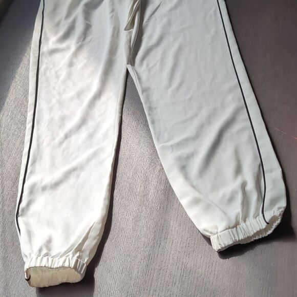 Amanda Uprichard White Tapered Twill Jumpsuit with Black Accents Piping Xs - Picture 10 of 17